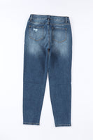 Blue Distressed Button Fly High Waist Skinny Jeans - ElectronX Plus