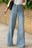 Dusk Blue Acid Wash Extra Wide Leg High Waist Long Jeans - ElectronX Plus