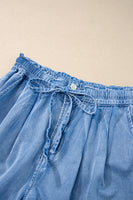 Beau Blue Casual Chambray Drawstring Shorts - ElectronX Plus