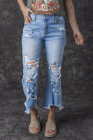 Sky Blue Heavy Destroyed High Waist Jeans - ElectronX Plus