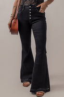 Black High Waist Button Front Flare Jeans - ElectronX Plus