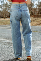 Sky Blue Cool Cargo Style Wide Leg Jeans - ElectronX Plus