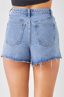 Sky Blue Stud Embellished High Waist Denim Shorts - ElectronX Plus