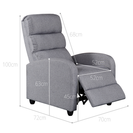 Luxury Fabric Recliner Chair - Grey - ElectronX Plus