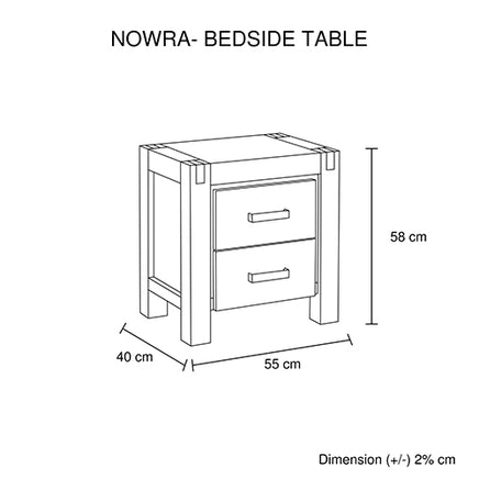 4 Pieces Bedroom Suite in Solid Wood Veneered Acacia Construction Timber Slat Double Size Oak Colour Bed, Bedside Table & Tallboy - ElectronX Plus