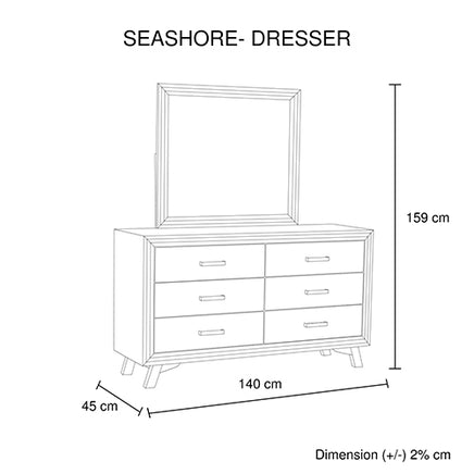 4 Pieces Bedroom Suite Queen Size Silver Brush in Acacia Wood Construction Bed, Bedside Table & Dresser - ElectronX Plus